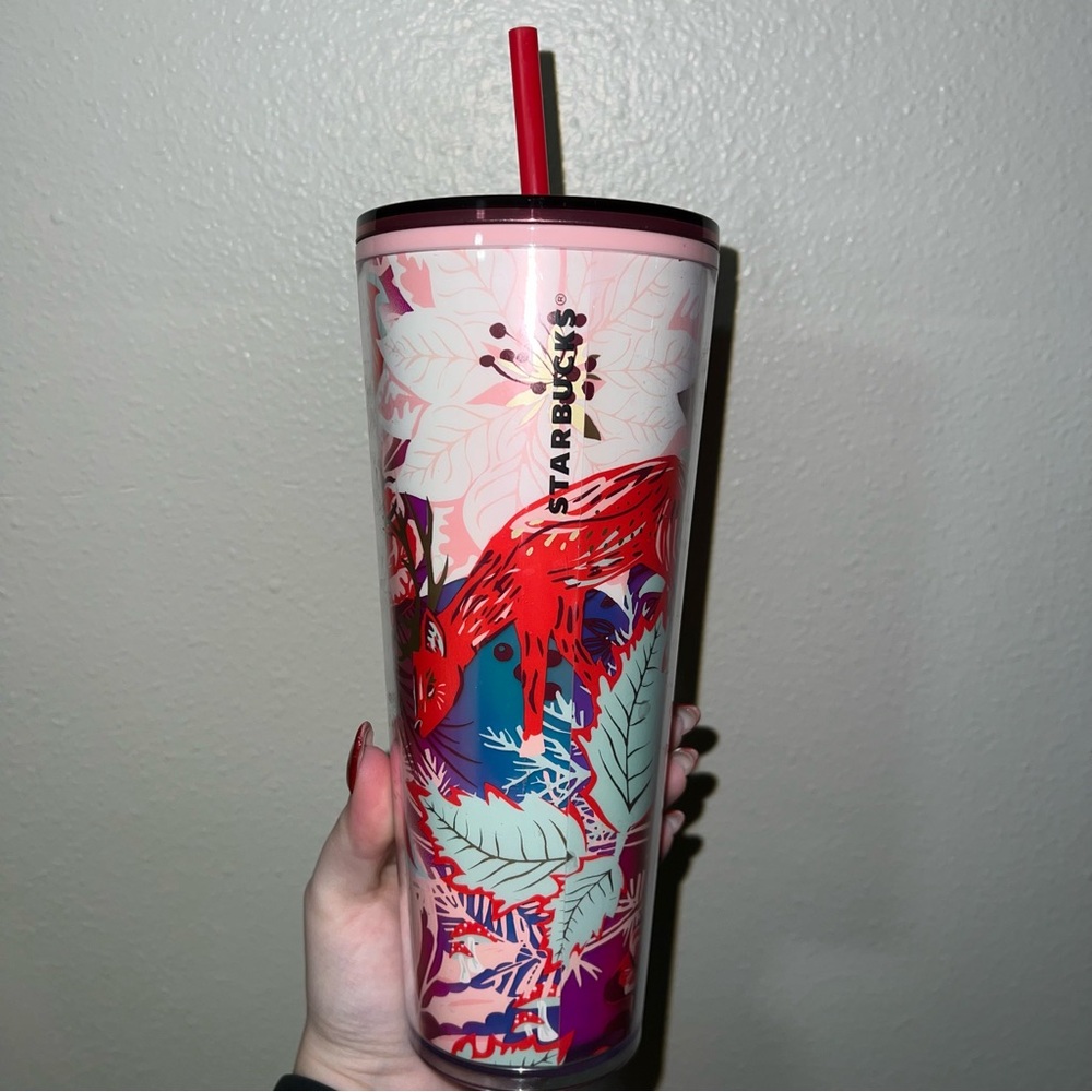 Starbucks Pink Fall Floral Tumbler 24 FL OZ